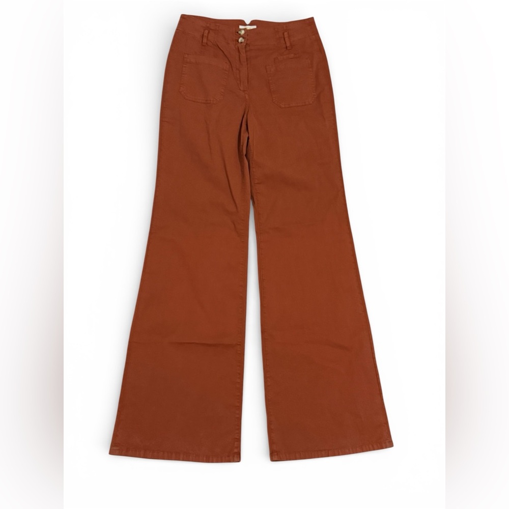 Anthropologie Wide-Leg Pants in Rust Brown